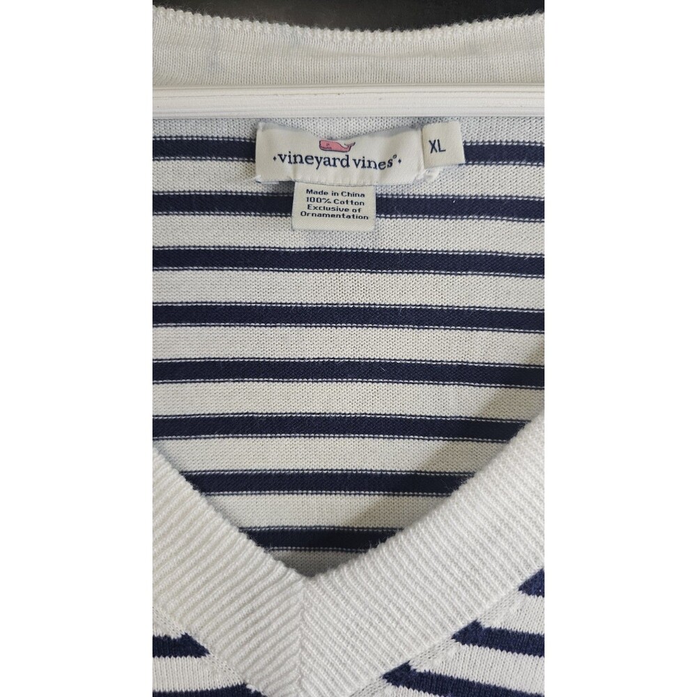 Vineyard Vines Americana Stripe Cotton Sweater XL Beachy Coastal - Picture 2 of 4
